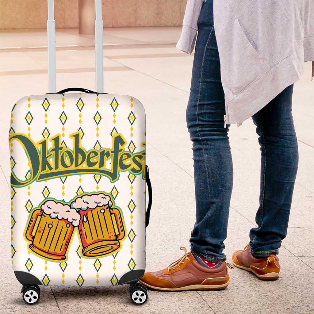 Oktoberfest Luggage Cover with Oktoberfest Beer Mug Illustration White Diamond TS04