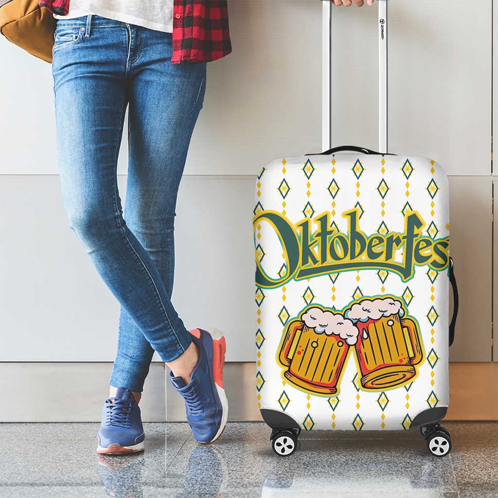 Oktoberfest Luggage Cover with Oktoberfest Beer Mug Illustration White Diamond TS04
