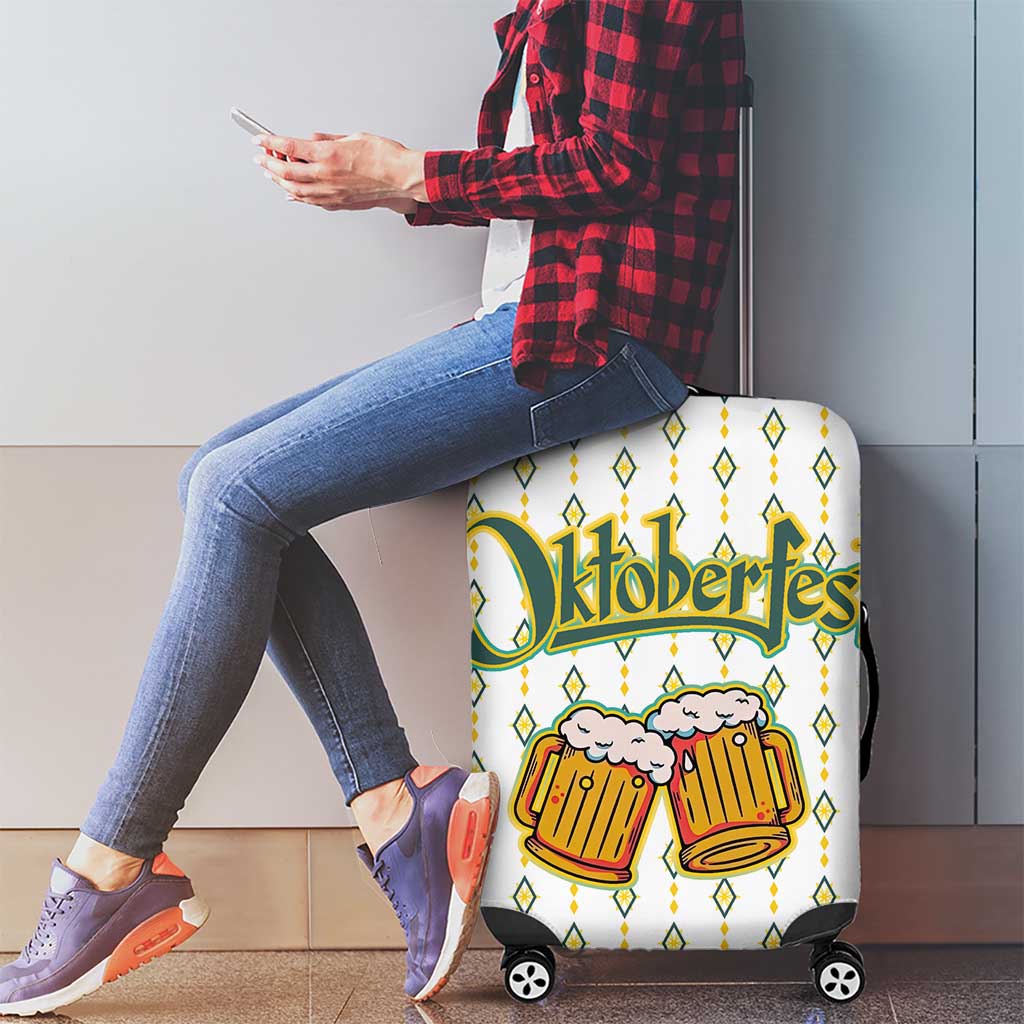Oktoberfest Luggage Cover with Oktoberfest Beer Mug Illustration White Diamond TS04