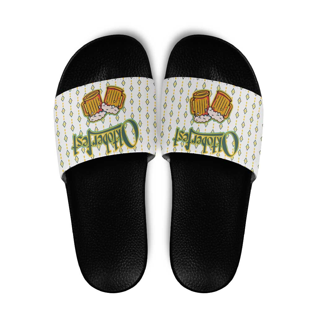 Oktoberfest Slide Sandals with Oktoberfest Beer Mug Illustration White Diamond TS04