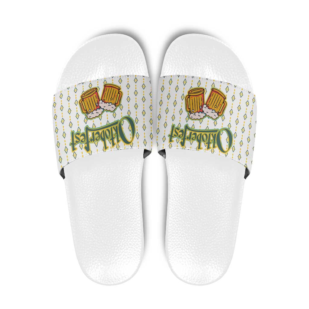Oktoberfest Slide Sandals with Oktoberfest Beer Mug Illustration White Diamond TS04