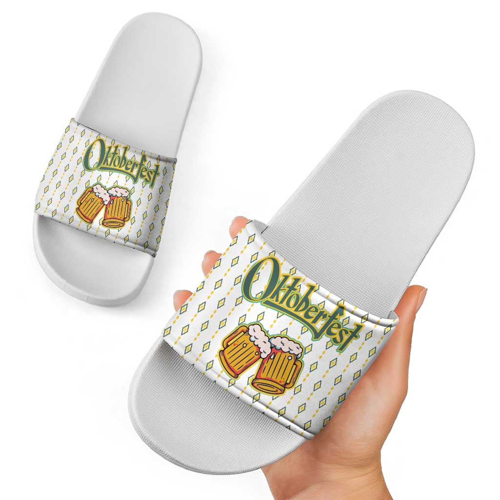 Oktoberfest Slide Sandals with Oktoberfest Beer Mug Illustration White Diamond TS04