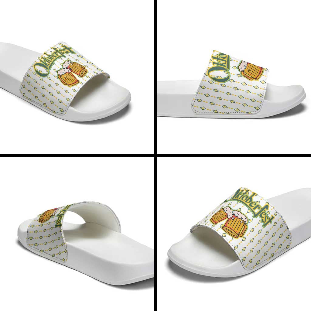 Oktoberfest Slide Sandals with Oktoberfest Beer Mug Illustration White Diamond TS04