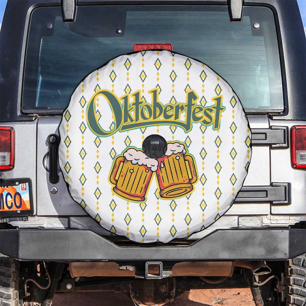 Oktoberfest Spare Tire Cover with Oktoberfest Beer Mug Illustration White Diamond TS04