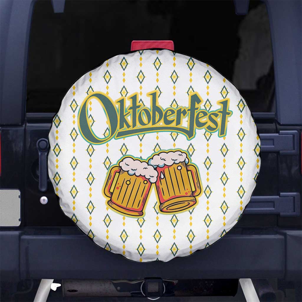 Oktoberfest Spare Tire Cover with Oktoberfest Beer Mug Illustration White Diamond TS04