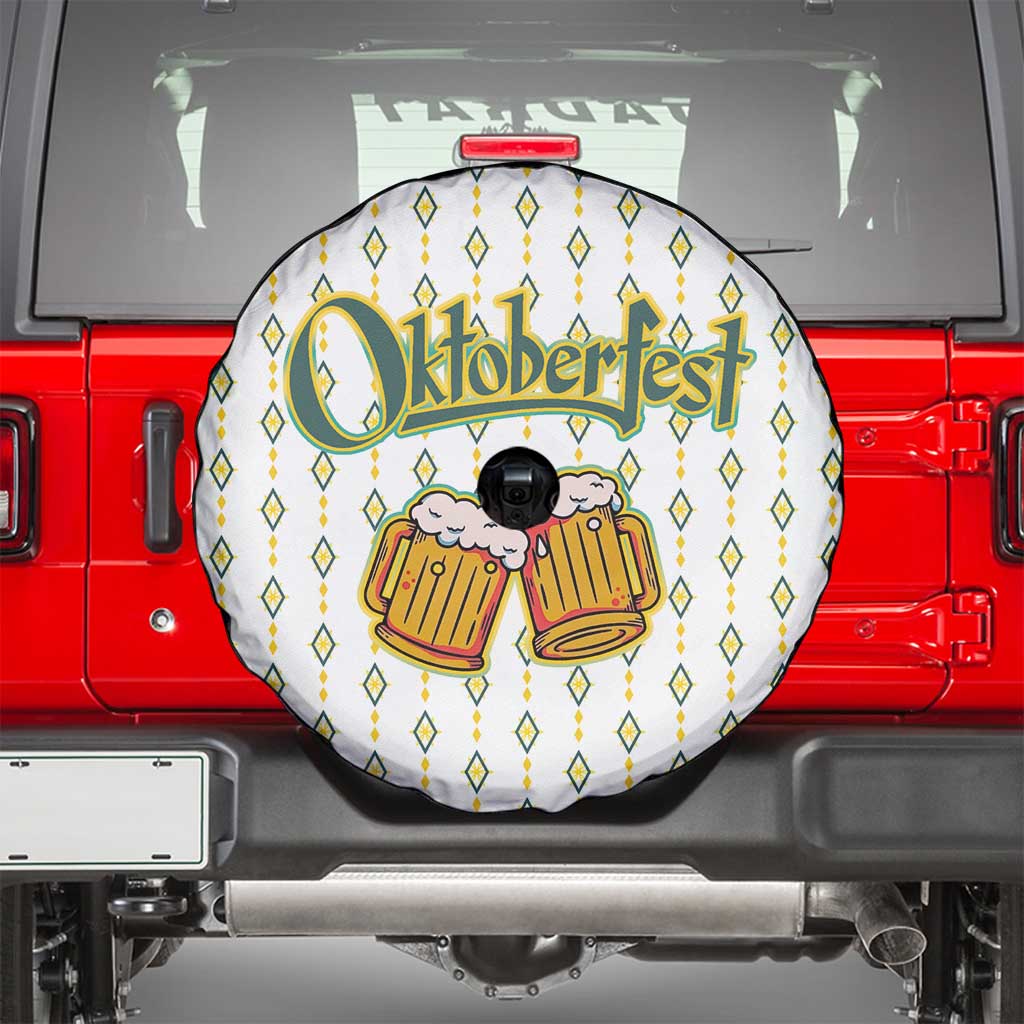 Oktoberfest Spare Tire Cover with Oktoberfest Beer Mug Illustration White Diamond TS04