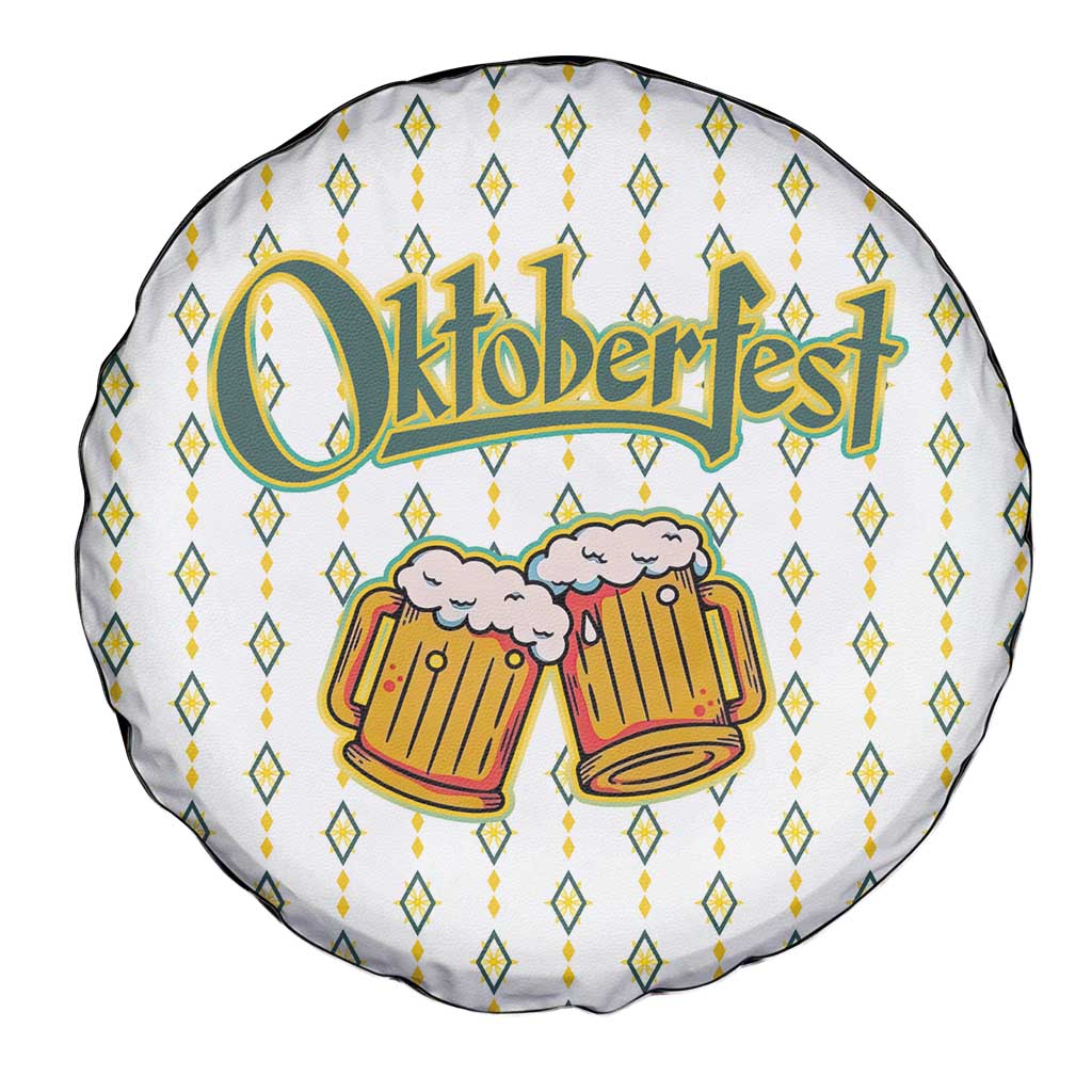 Oktoberfest Spare Tire Cover with Oktoberfest Beer Mug Illustration White Diamond TS04
