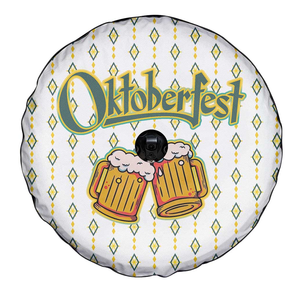 Oktoberfest Spare Tire Cover with Oktoberfest Beer Mug Illustration White Diamond TS04