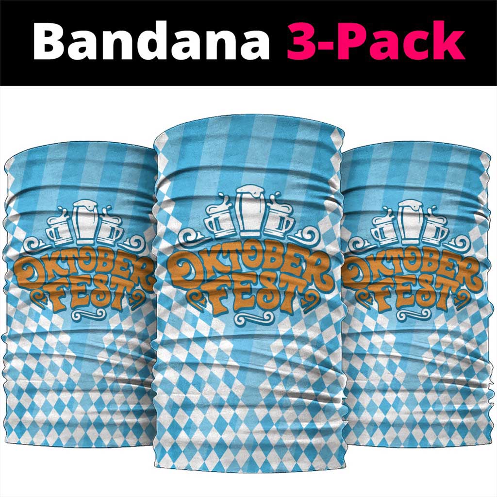 Oktoberfest Neck Gaiter with Beer Glass Illustration Blue White Diamond TS04