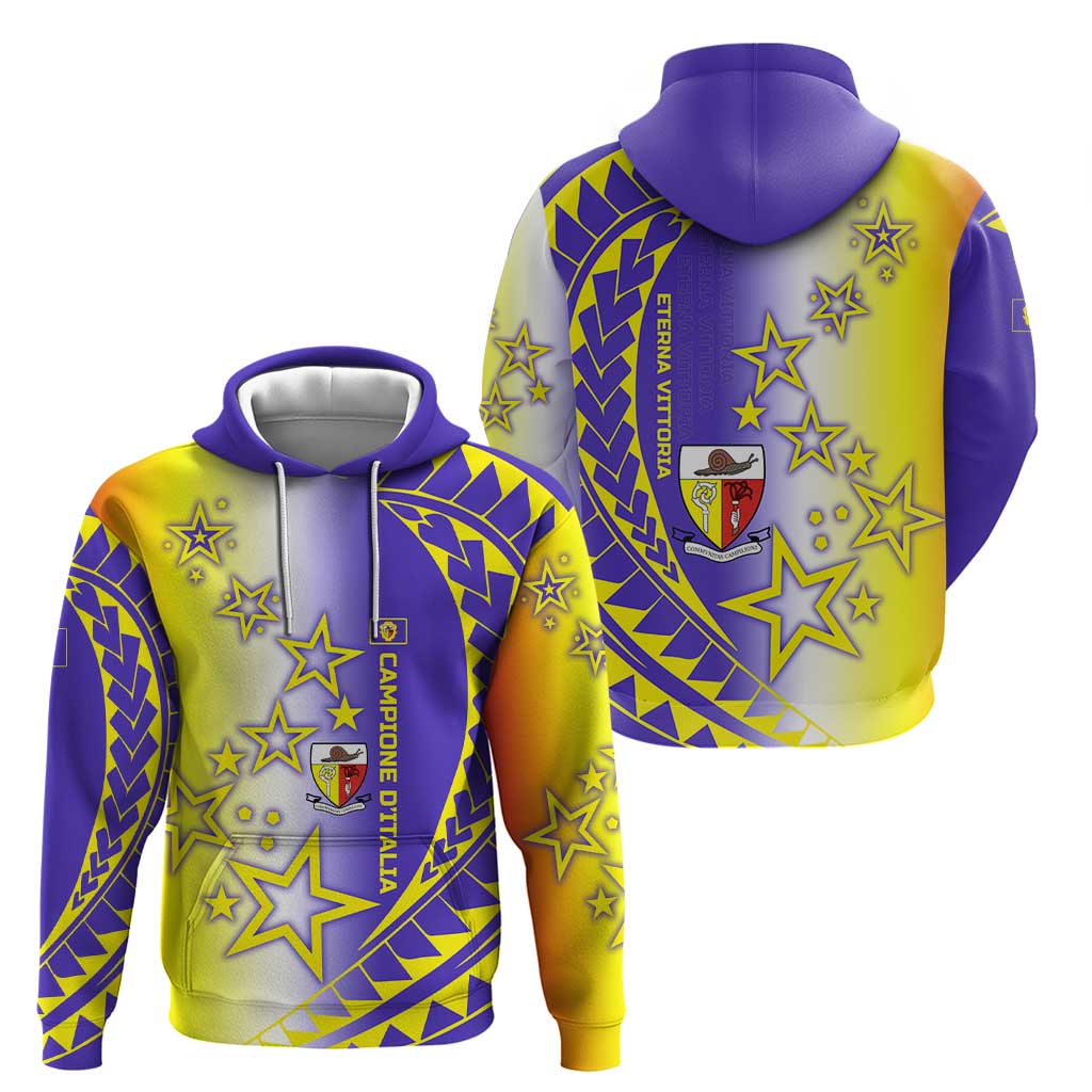 Campione dItalia Hoodie with Yellow Purple Star Design and Town Crest TS04