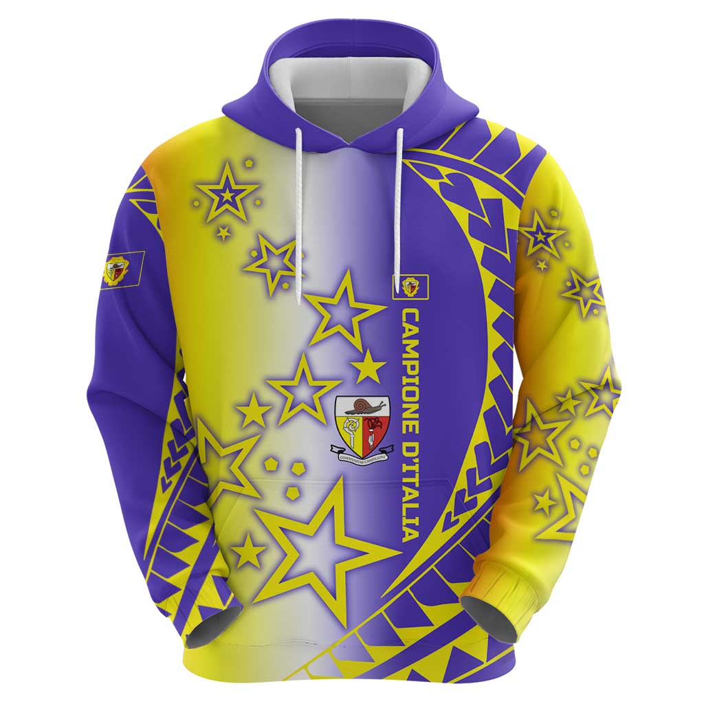 Campione dItalia Hoodie with Yellow Purple Star Design and Town Crest TS04