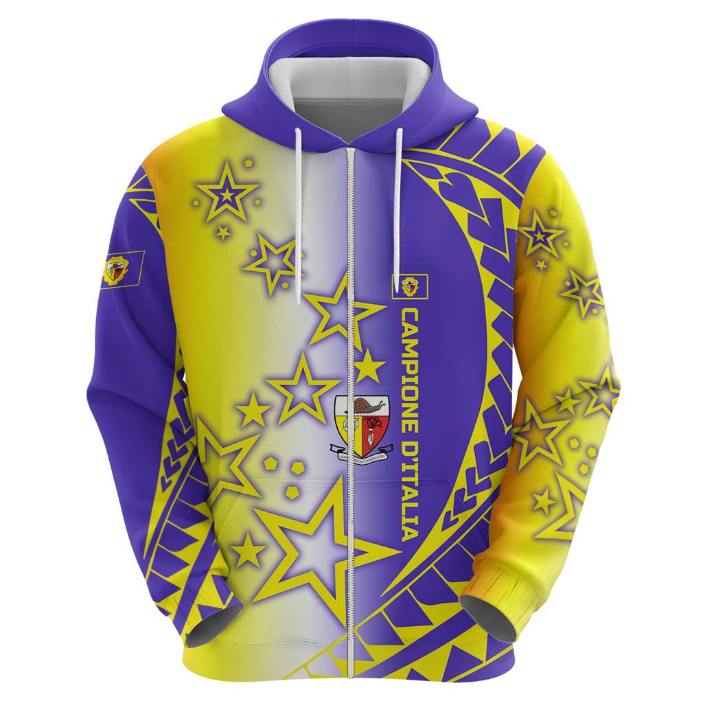 Campione dItalia Hoodie with Yellow Purple Star Design and Town Crest TS04