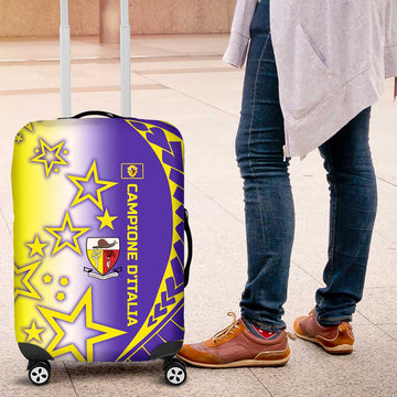 Campione dItalia Luggage Cover with Yellow Purple Star Design and Town Crest TS04