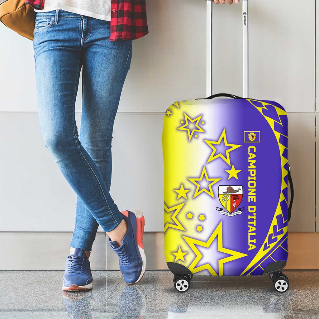 Campione dItalia Luggage Cover with Yellow Purple Star Design and Town Crest TS04