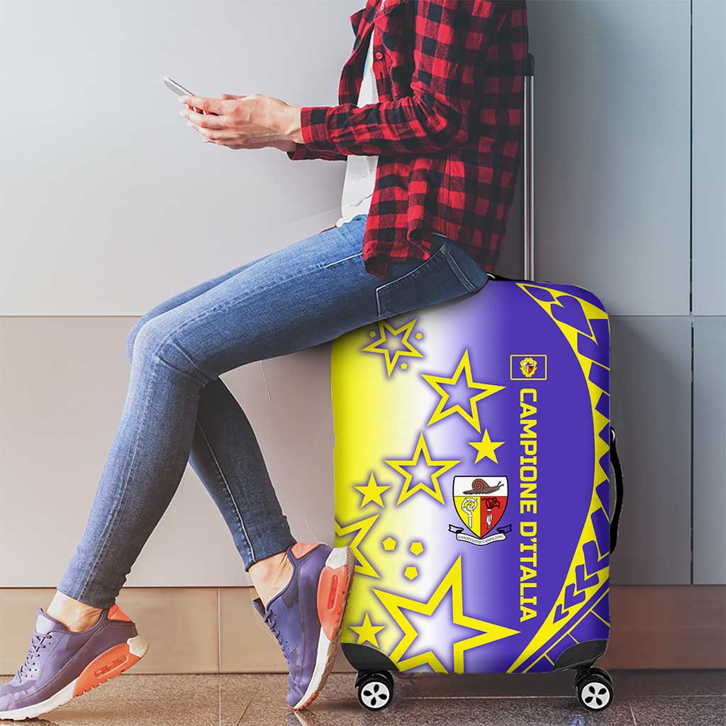 Campione dItalia Luggage Cover with Yellow Purple Star Design and Town Crest TS04