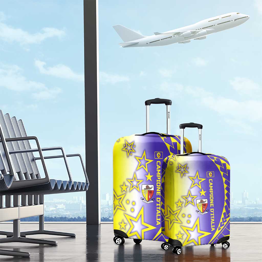 Campione dItalia Luggage Cover with Yellow Purple Star Design and Town Crest TS04