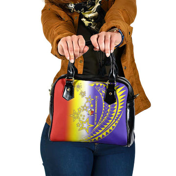 Campione dItalia Shoulder Handbag with Yellow Purple Star Design and Town Crest TS04