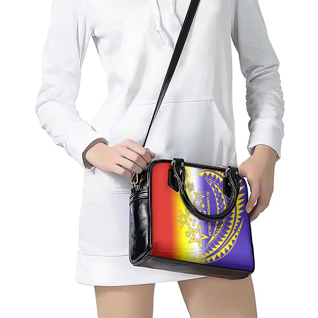 Campione dItalia Shoulder Handbag with Yellow Purple Star Design and Town Crest TS04