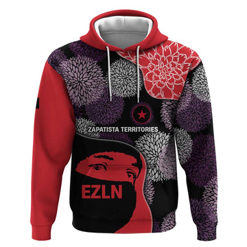 Zapatista Territories Hoodie Mexico with EZLN Masked Face and Floral TS04