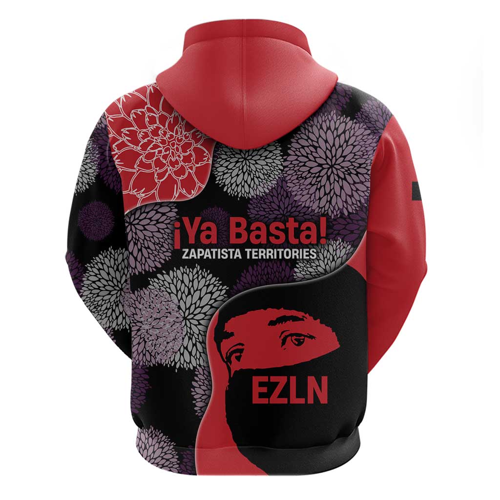 Zapatista Territories Hoodie Mexico with EZLN Masked Face and Floral TS04