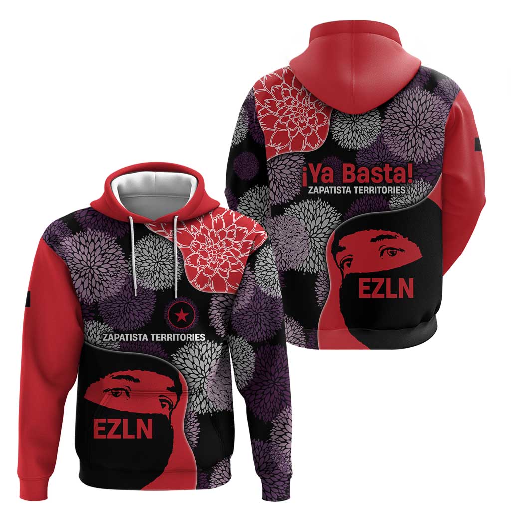 Zapatista Territories Hoodie Mexico with EZLN Masked Face and Floral TS04