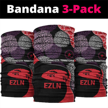 Zapatista Territories Neck Gaiter Mexico with EZLN Masked Face and Floral TS04