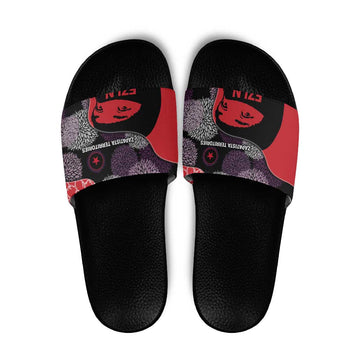 Zapatista Territories Slide Sandals Mexico with EZLN Masked Face and Floral TS04