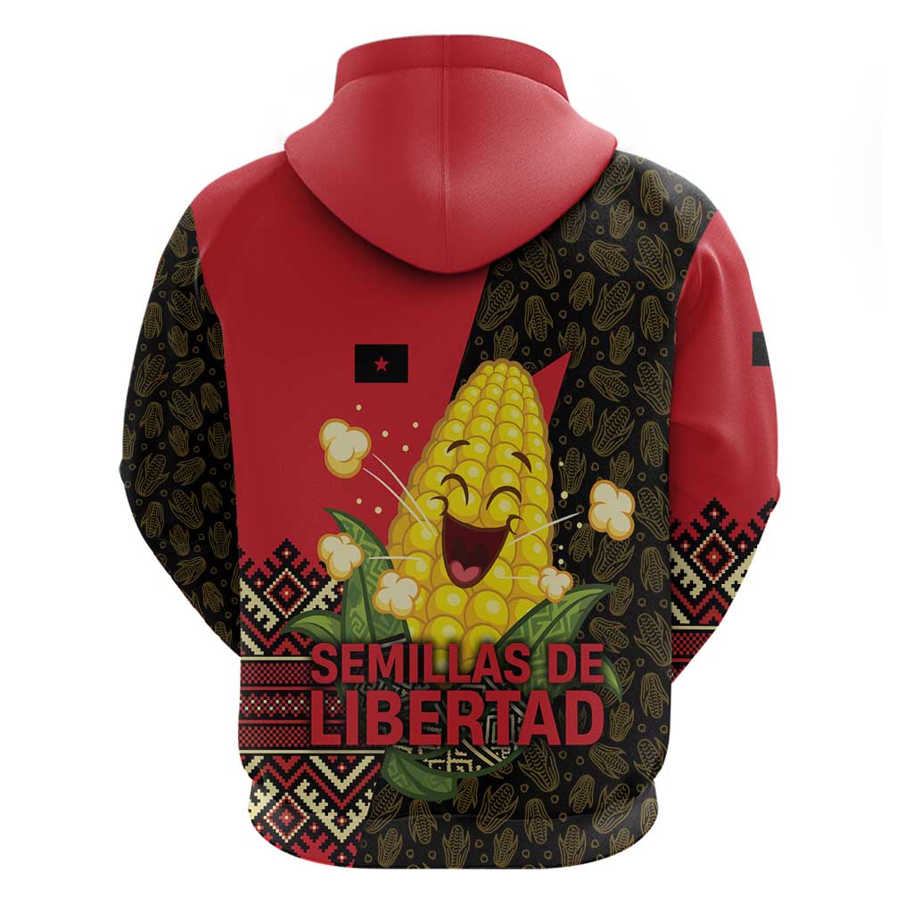 Zapatista Territories Hoodie Mexico with Corn Graphic and Indigenous Pattern Semillas de Libertad TS04