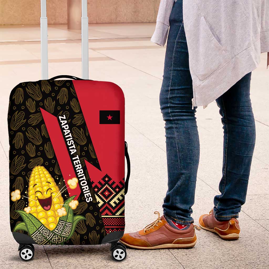 Zapatista Territories Luggage Cover Mexico with Corn Graphic and Indigenous Pattern Semillas de Libertad TS04