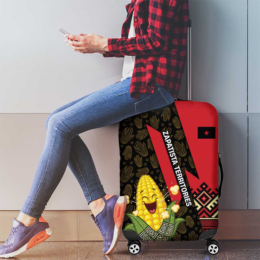 Zapatista Territories Luggage Cover Mexico with Corn Graphic and Indigenous Pattern Semillas de Libertad TS04