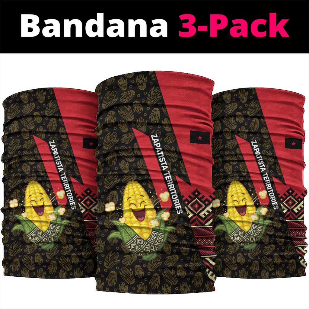Zapatista Territories Neck Gaiter Mexico with Corn Graphic and Indigenous Pattern Semillas de Libertad TS04