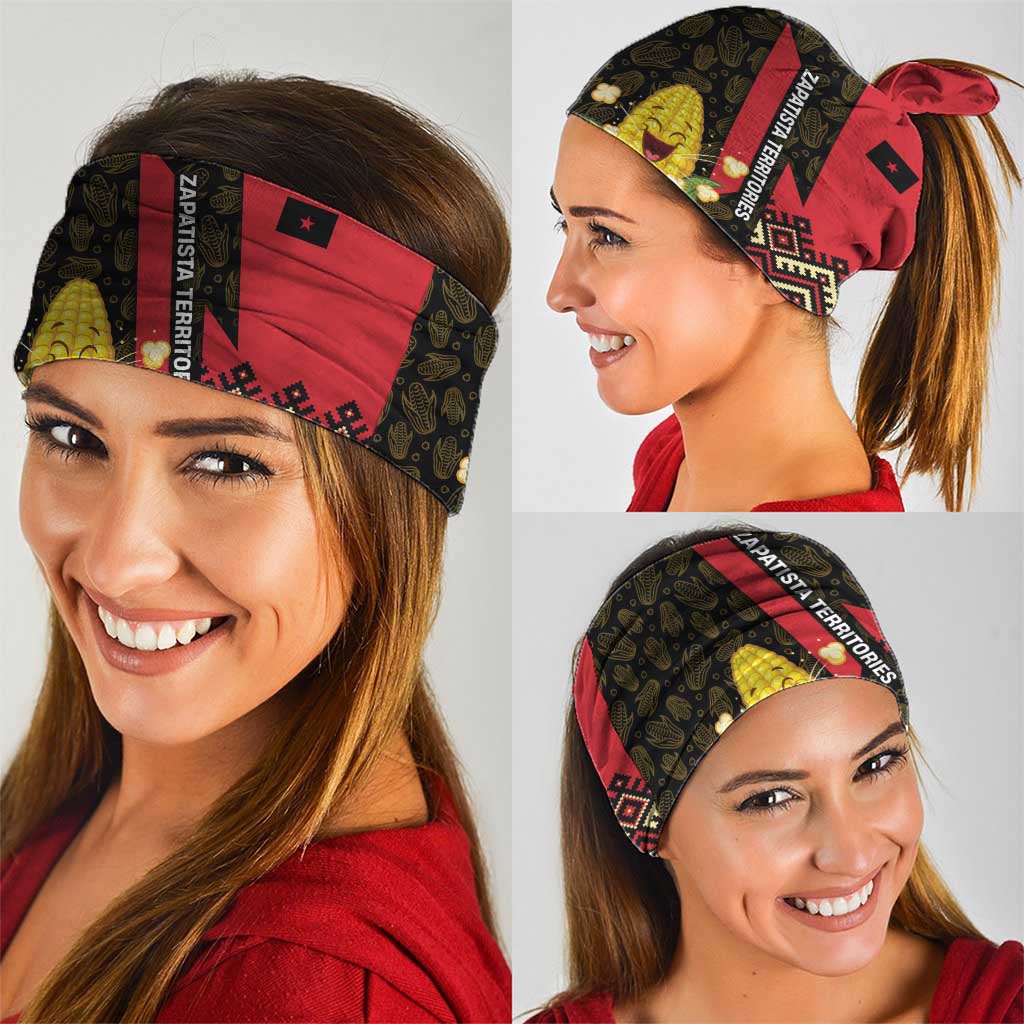 Zapatista Territories Neck Gaiter Mexico with Corn Graphic and Indigenous Pattern Semillas de Libertad TS04