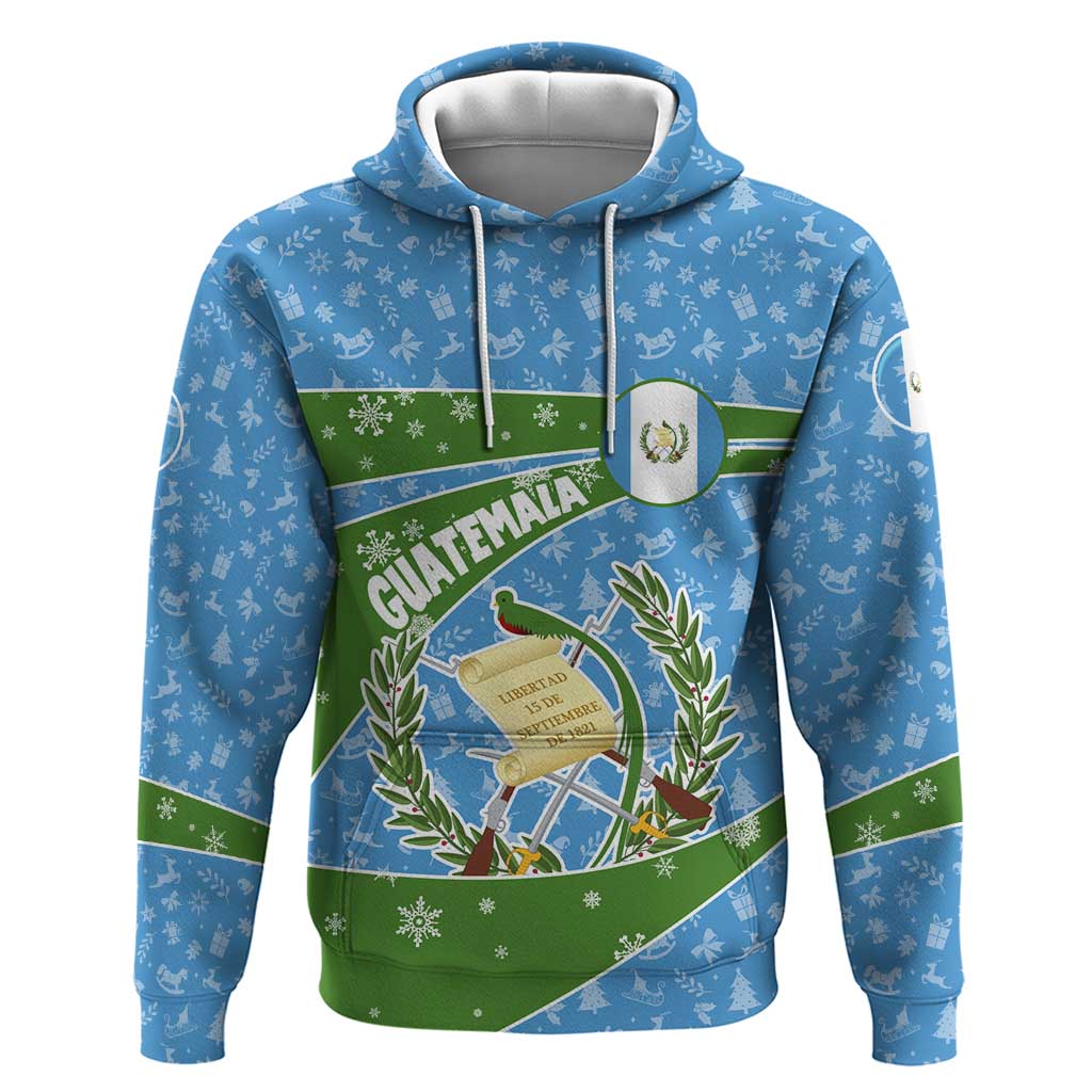 Guatemala Christmas Hoodie with Blue Green Christmas Quetzal Bird Gift and Coat of Arms TS04