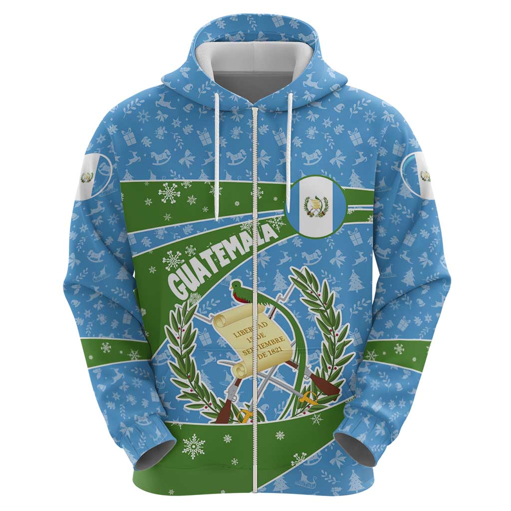 Guatemala Christmas Hoodie with Blue Green Christmas Quetzal Bird Gift and Coat of Arms TS04