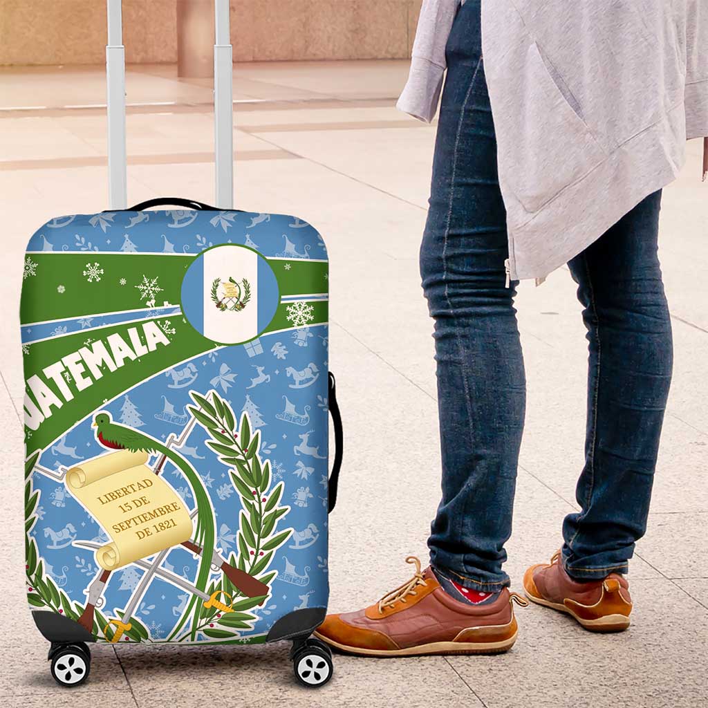 Guatemala Christmas Luggage Cover with Blue Green Christmas Quetzal Bird Gift and Coat of Arms TS04