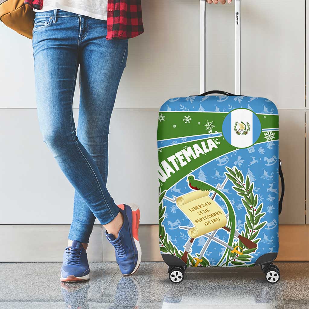 Guatemala Christmas Luggage Cover with Blue Green Christmas Quetzal Bird Gift and Coat of Arms TS04