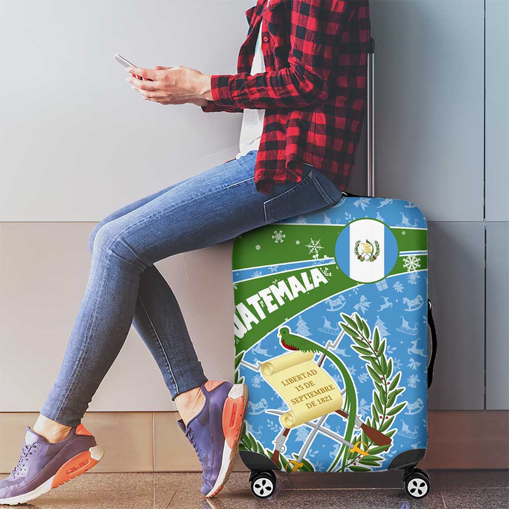 Guatemala Christmas Luggage Cover with Blue Green Christmas Quetzal Bird Gift and Coat of Arms TS04
