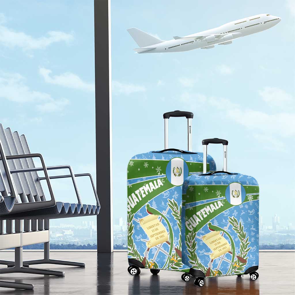 Guatemala Christmas Luggage Cover with Blue Green Christmas Quetzal Bird Gift and Coat of Arms TS04
