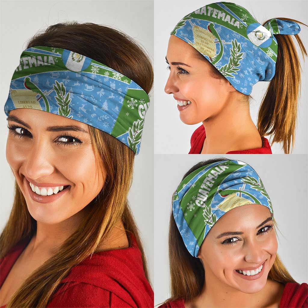 Guatemala Christmas Neck Gaiter with Blue Green Christmas Quetzal Bird Gift and Coat of Arms TS04