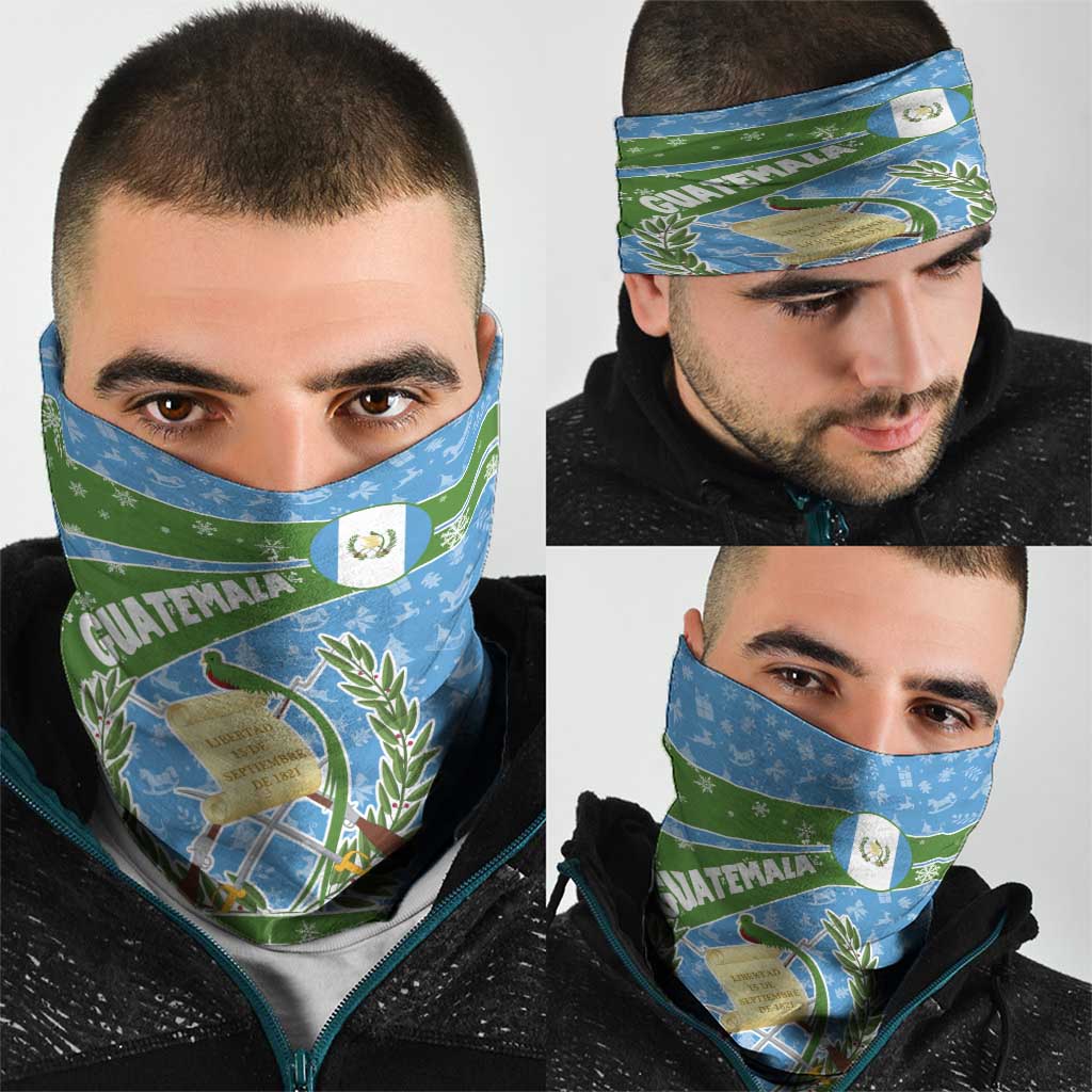 Guatemala Christmas Neck Gaiter with Blue Green Christmas Quetzal Bird Gift and Coat of Arms TS04