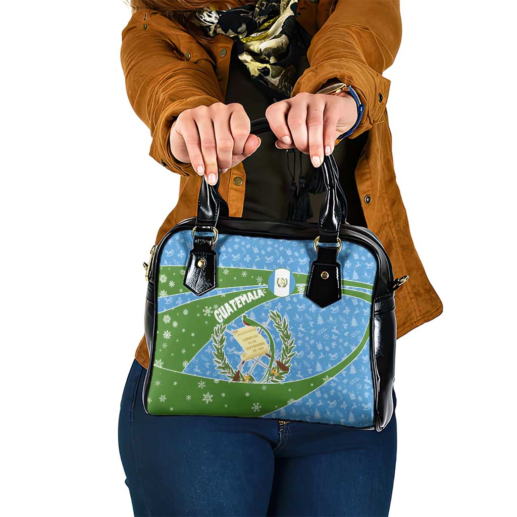Guatemala Christmas Shoulder Handbag with Blue Green Christmas Quetzal Bird Gift and Coat of Arms TS04