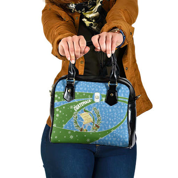 Guatemala Christmas Shoulder Handbag with Blue Green Christmas Quetzal Bird Gift and Coat of Arms TS04
