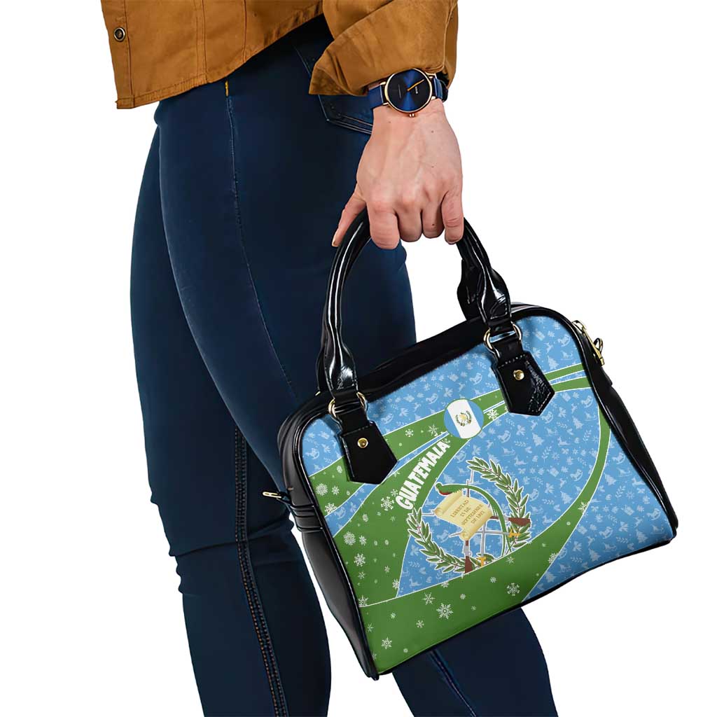 Guatemala Christmas Shoulder Handbag with Blue Green Christmas Quetzal Bird Gift and Coat of Arms TS04