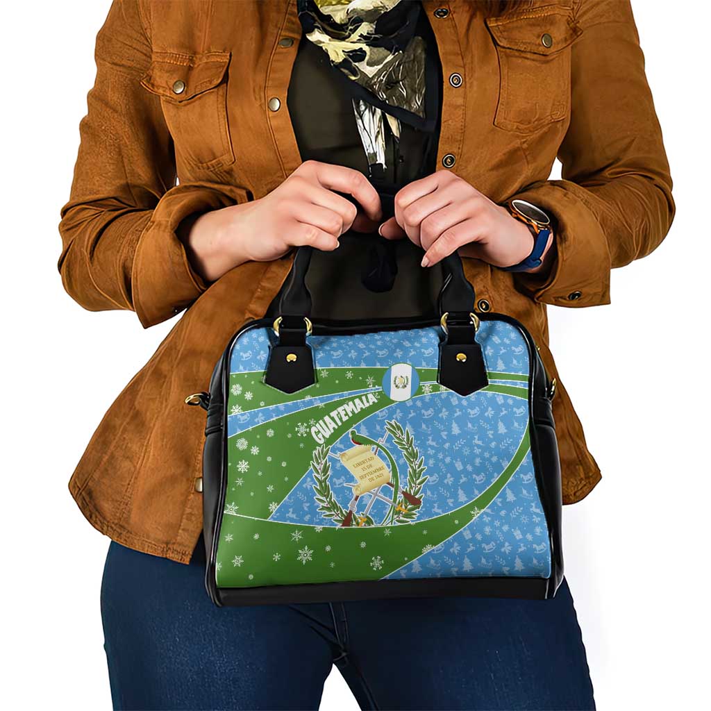 Guatemala Christmas Shoulder Handbag with Blue Green Christmas Quetzal Bird Gift and Coat of Arms TS04