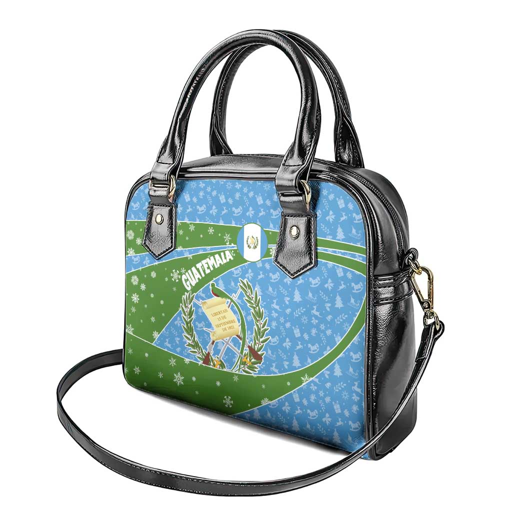 Guatemala Christmas Shoulder Handbag with Blue Green Christmas Quetzal Bird Gift and Coat of Arms TS04