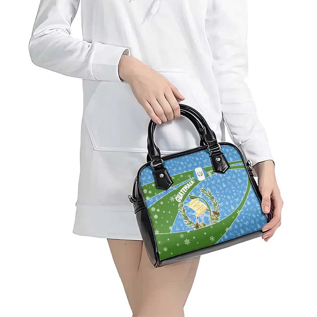 Guatemala Christmas Shoulder Handbag with Blue Green Christmas Quetzal Bird Gift and Coat of Arms TS04