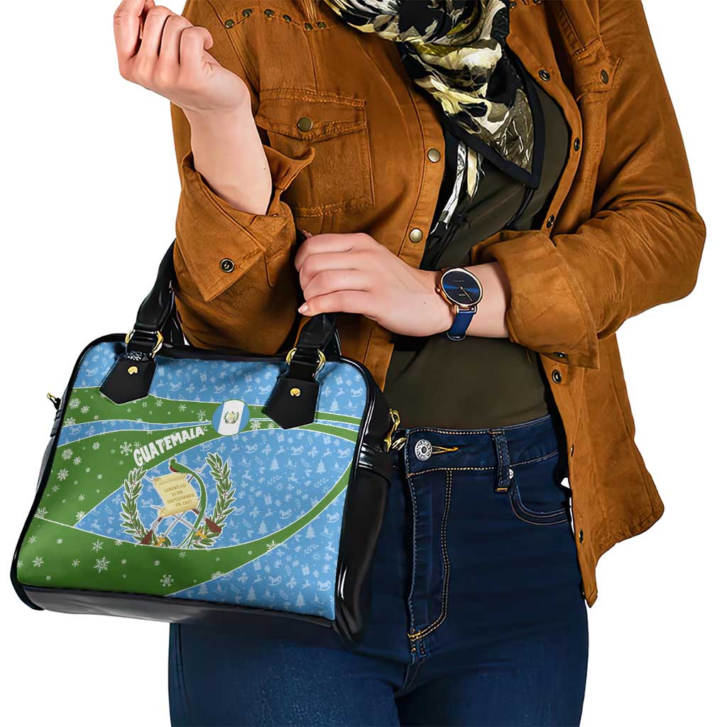 Guatemala Christmas Shoulder Handbag with Blue Green Christmas Quetzal Bird Gift and Coat of Arms TS04