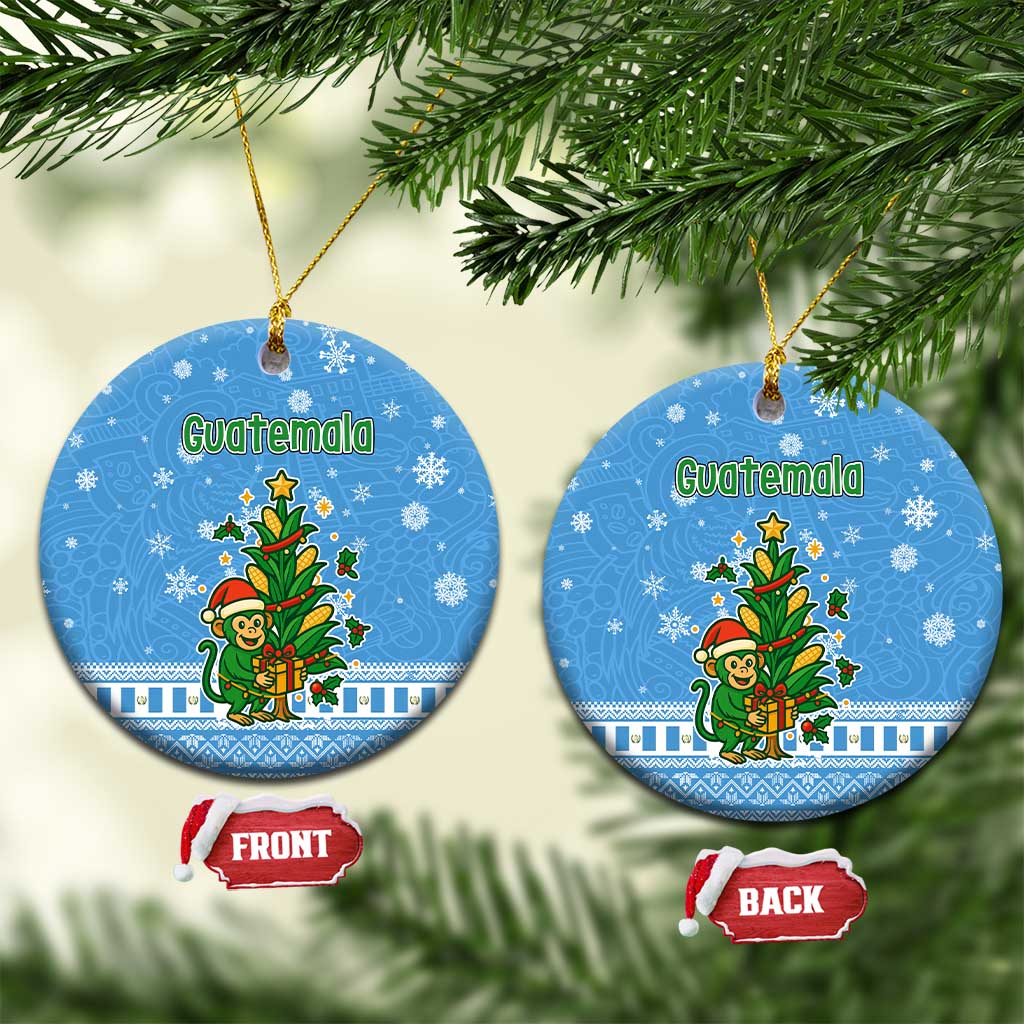 Guatemala Christmas Ceramic Ornament with Blue Christmas Monkey Tree Snowman and Snowflake TS04
