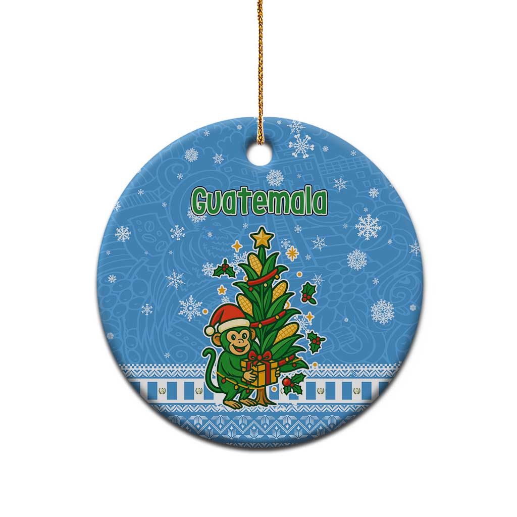 Guatemala Christmas Ceramic Ornament with Blue Christmas Monkey Tree Snowman and Snowflake TS04
