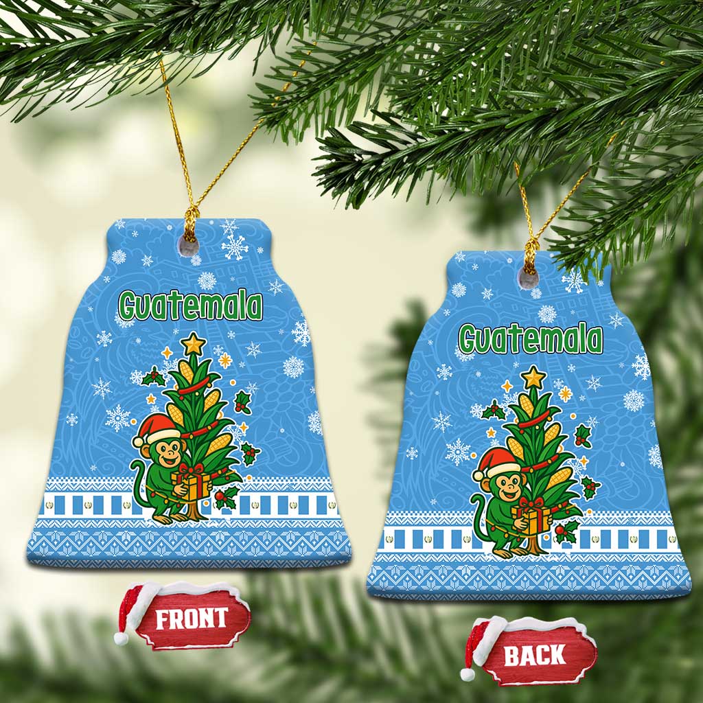 Guatemala Christmas Ceramic Ornament with Blue Christmas Monkey Tree Snowman and Snowflake TS04